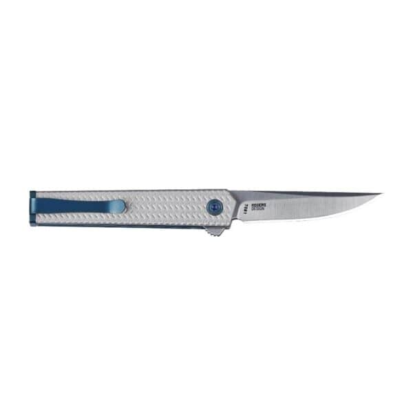 CRKT CEO Microflipper Folding Knife 2-3/8" Drop Point Blade Silver and Blue