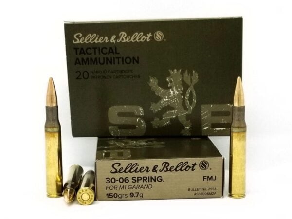 Sellier & Bellot M1 Garand Rifle Ammunition .30-06 Sprg. 150gr FMJ 2700 fps 20/ct