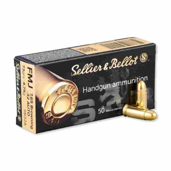 Sellier & Bellot Pistol & Revolver Ammo .32 ACP 73 gr FMJ 50/box