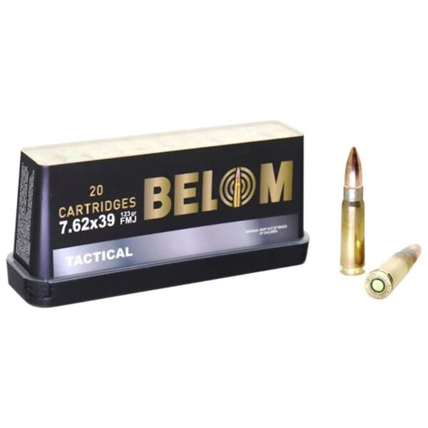 Belom Rifle Ammunition 7.62x39mm 123gr FMJ 2350 fps 20/ct