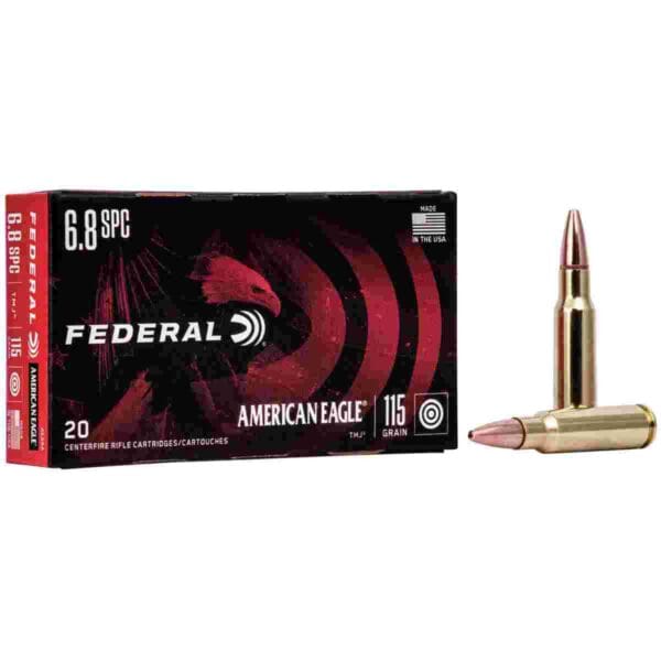 Federal American Eagle Rifle Ammunition 6.8mm SPC 115 gr FMJ 2675 fps 20/Box