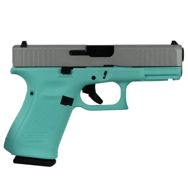 Glock 19 Gen 5 Custom "Robin's Egg Blue Frame Crushed Silver Slide" Handgun 9mm Luger 15/rd Magazines (3) 4.02" Barrel Austria