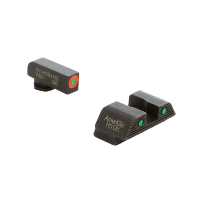 Ameriglo Trooper Tritium Sight Set Green with Orange Front Green with Black Rear for Glock 42 43 43x 48