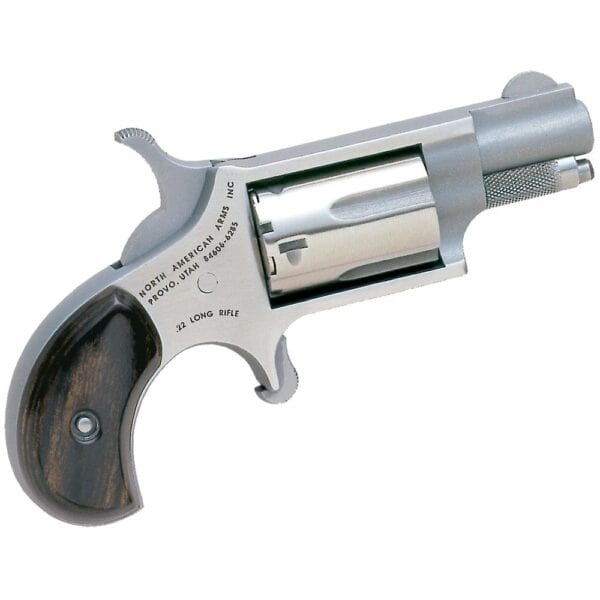 NAA 22LR Mini Revolver Handgun .22 LR 5rd Capacity 1.125" Barrel Silver with Wood Grip