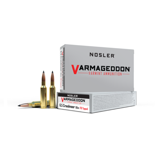 Nosler Varmageddon Rifle Ammunition 6.5mm Creedmoor 90gr FB Tipped 3300 fps 20/ct