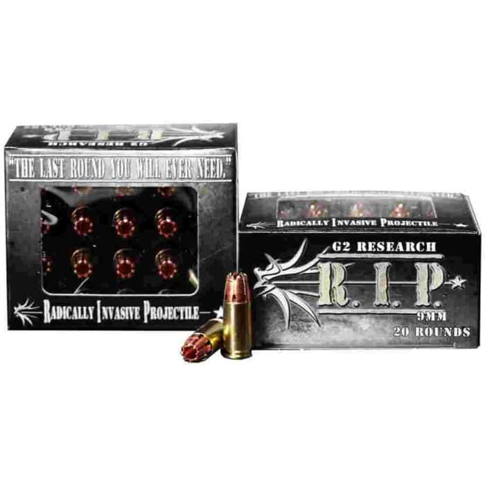 G2 Research R.I.P. Handgun Ammunition 9mm Luger 92 gr HP 1265 fps 20/box