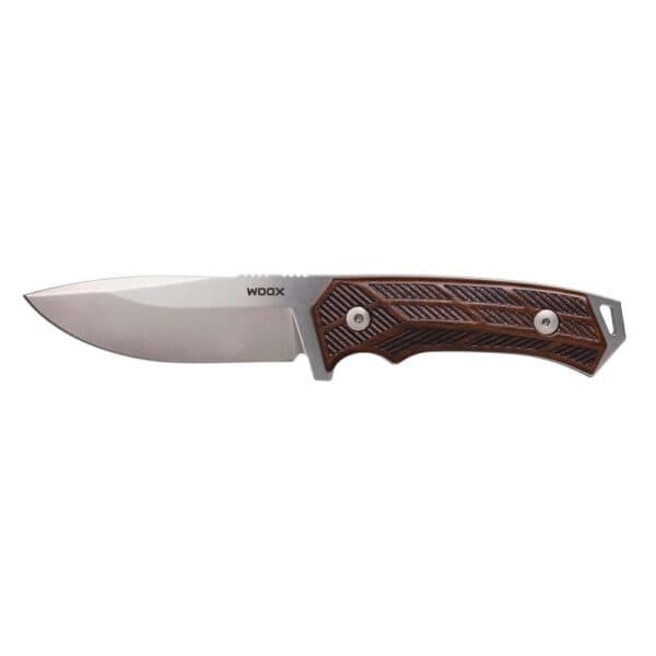 WOOX Rock62 Fixed Knife 4-1/4" Drop Point Blade Walnut Checkered