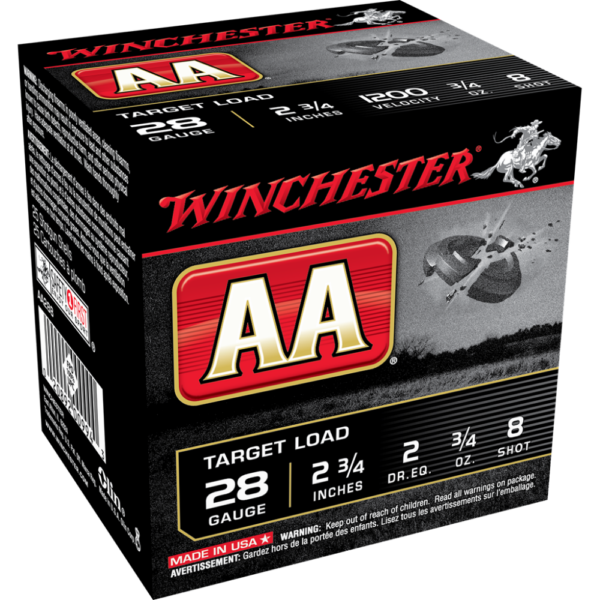 Winchester AA Target 28 ga 2-3/4" 2 dr 3/4 oz #8 25/ct