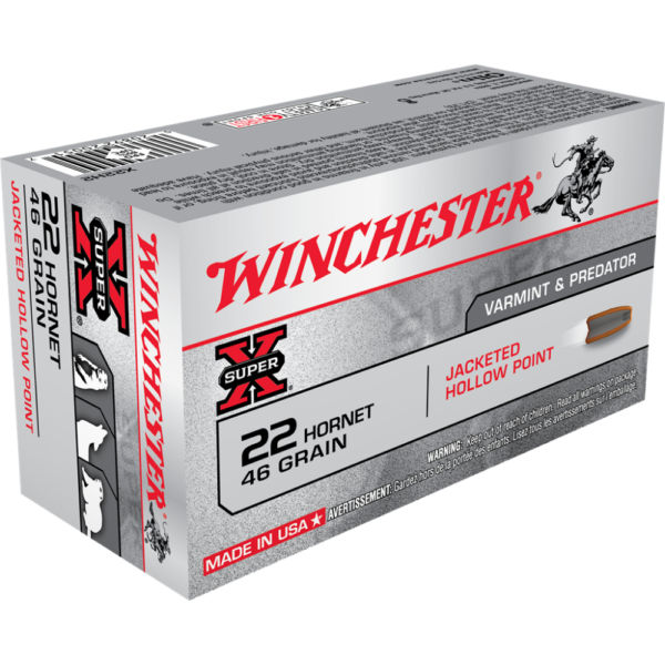 Winchester Super-X Rifle Ammunition .22 Hornet 46 gr. JHP 2690 fps 50/ct