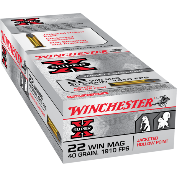 Winchester Super-X Magnum Rimfire Ammunition .22 WMR 40 gr. JHP 1910 fps 50/ct