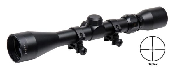 Truglo Trushot Rifle Scope w/Weaver Style Rings - 3-9x40mm  11.52-37.7' 3.15-3.94" Matte