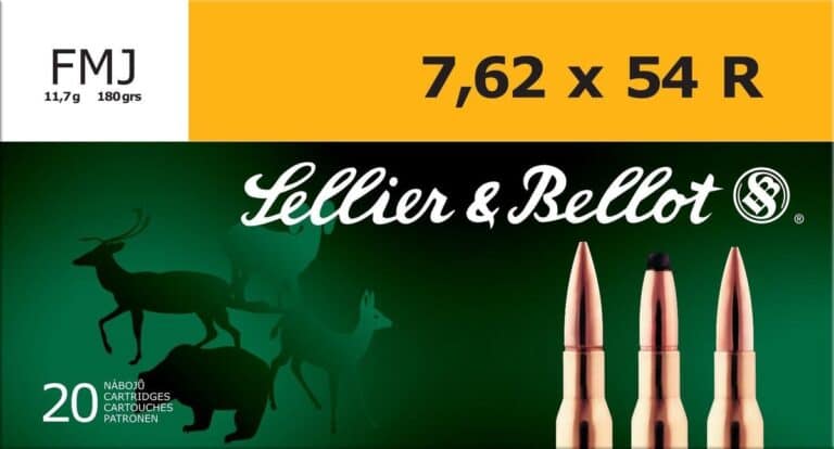 Sellier & Bellot Rifle Ammunition 7.62x54R 180 gr 2580 fps FMJ  - 20/box